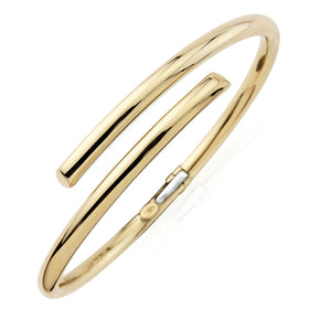 9CT Polished Round Sectioned Tubing Crossover Bangle