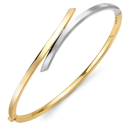 9CT Two Tone Crossover Bangle