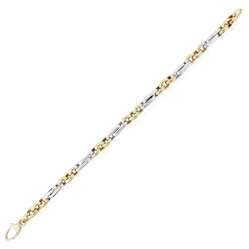 9CT White and Yellow Gold Fancy Link Bracelet