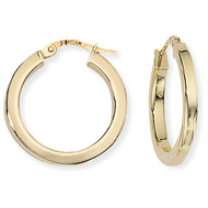 9CT Square Tube Round Hoop Earrings