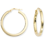 9CT Square Tube Round Hoop Earrings