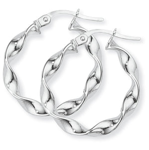 9CT White Gold Twisted Hoop