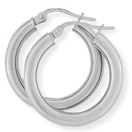 9ct White Gold Classic Hoop Earrings