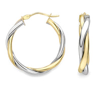 9CT White and Yellow Gold Hoop Earrings