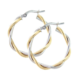 9CT White and Yellow Gold Hoop Earrings