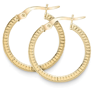 9ct Gold Patterned Hoop Earrings