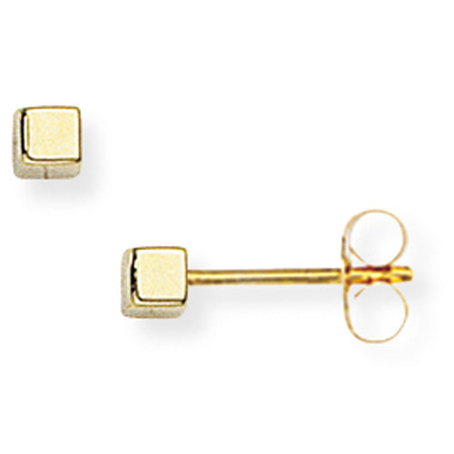 9ct Gold Cube Stud Earrings