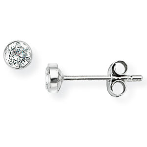 9ct. White Gold Rubover-set Round 3mm Cubic Zirconia Stud Earrings