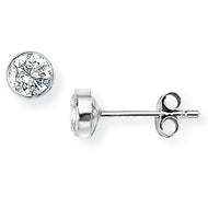 Copy of 9ct. White Gold Rubover-set Round 3mm Cubic Zirconia Stud Earrings