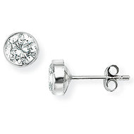 9ct White Gold Round Cubic Zirconia Stud Earrings