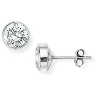 9ct White Gold Round Cubic Zirconia Stud Earrings