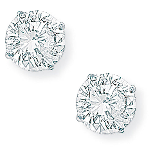 9ct White Gold Claw-set Cubic Zirconia Stud Earrings