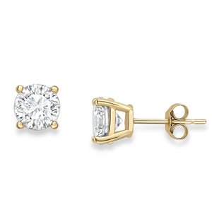 9ct Yellow Gold Claw-set Round Cubic Zirconia Stud Earrings