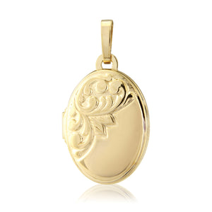 9ct Gold Engraved Oval Locket
