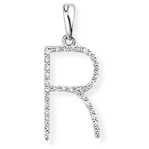 18ct White Gold Diamond Initial Pendant (A-Z Available)