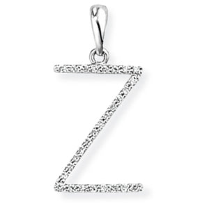 18ct White Gold Diamond Initial Pendant (A-Z Available)