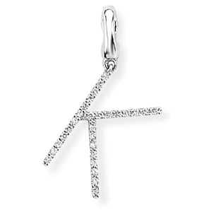 9ct White Gold Diamond Initial Pendant (A-Z Available)