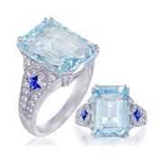 Aquamarine, Sapphire and Diamond Ring