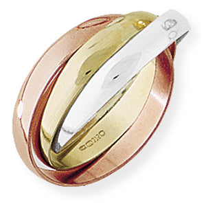 9ct White, Rose and Yellow Gold 'Russian' Wedding Ring