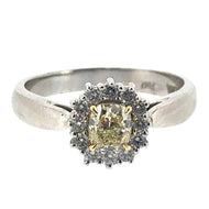 DGI Certified Fancy Light Yellow Diamond Cluster Ring