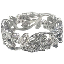Load image into Gallery viewer, Edwardian Style Diamond Set Floral Design Band Ring 18 Carat White Gold
