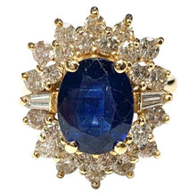 Load image into Gallery viewer, 14 Carat Yellow Gold Sapphire and Diamond Cluster Ring
