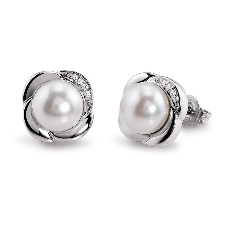 Silver Viventy CZ and Pearl Earrings
