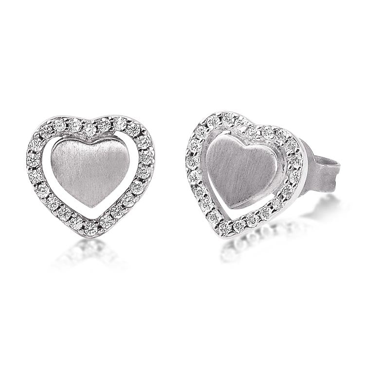 Silver Viventy CZ Heart Earrings