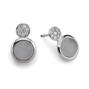 Silver Viventy CZ and Moonstone Earrings