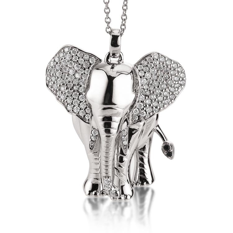 Viventy Silver CZ Elephant Pendant