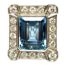 Load image into Gallery viewer, 18 Carat White Gold Art Deco Aquamarine and Diamond Ring
