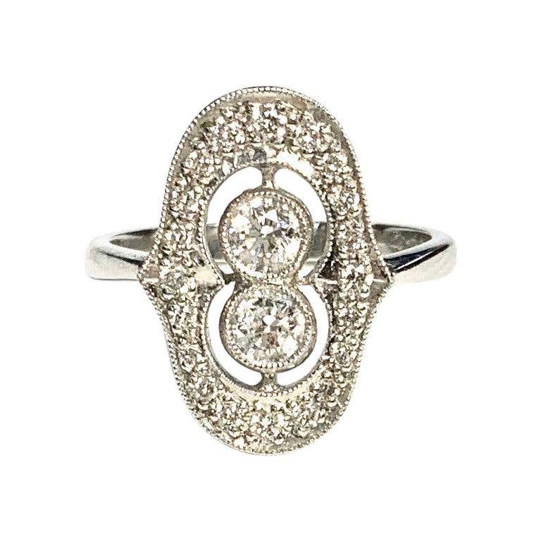 Platinum Art Deco Diamond Cluster Ring