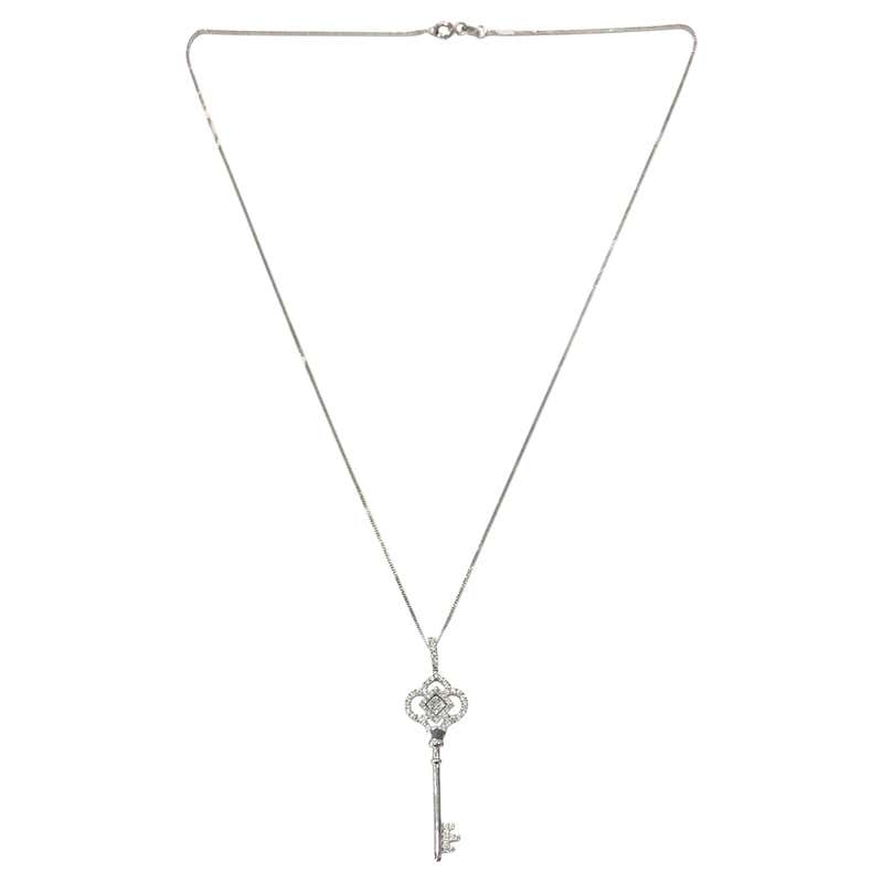 18 Carat White Gold Diamond Set Tiffany Style Key Pendant