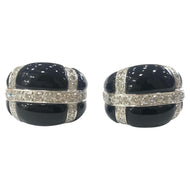 18 Carat White Gold Onyx and Diamond Earrings