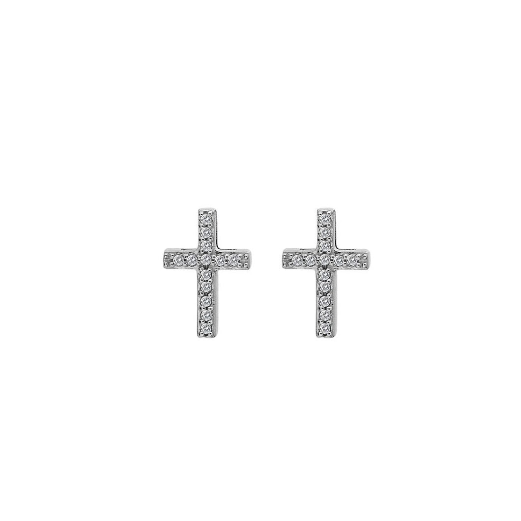 Silver Hot Diamonds Cross Earrings
