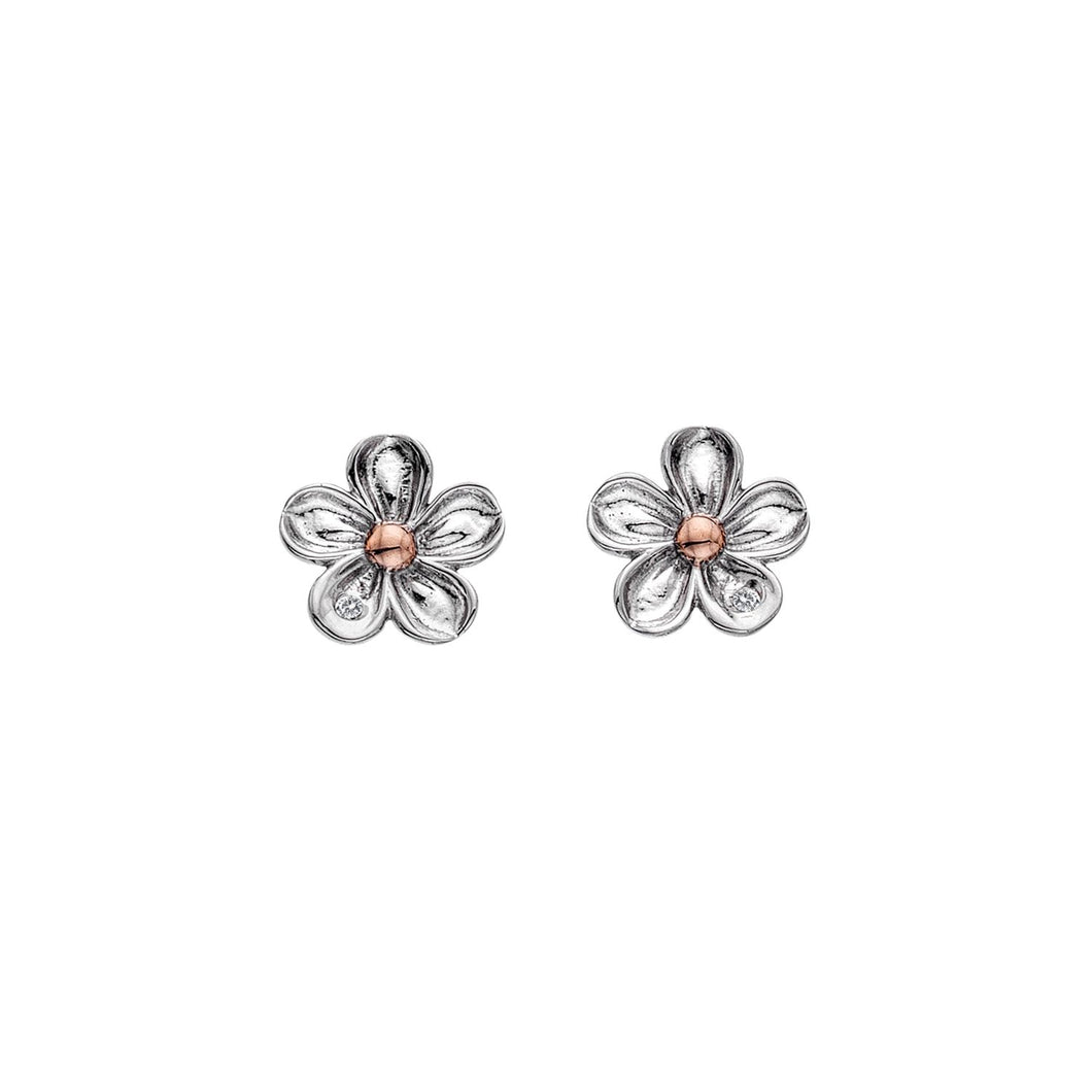 Silver Hot Diamonds Flower Earrings