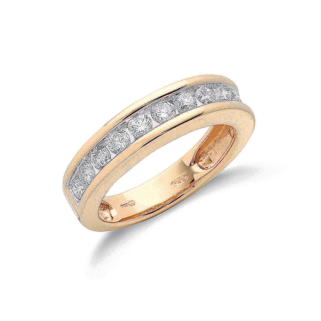 18ct Yellow Gold Diamond 1.00ct Half Eternity Ring
