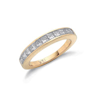 18ct Yellow Gold Princess Cut Diamond 1.00ct Half Eternity Ring