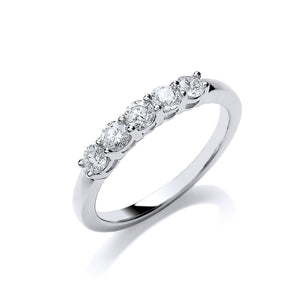 Platinum Diamond 0.50ct Five Stone Eternity Ring