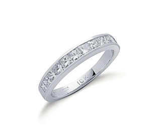 18ct White Gold Princess Cut Diamond 1.00ct Half Eternity Ring