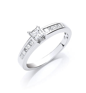 18ct White Gold Princess Cut Diamond 0.50ct Solitaire Ring
