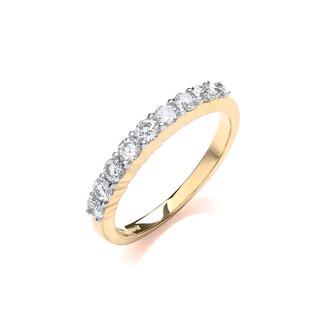 18ct Yellow Gold Diamond 0.50ct Half Eternity Ring