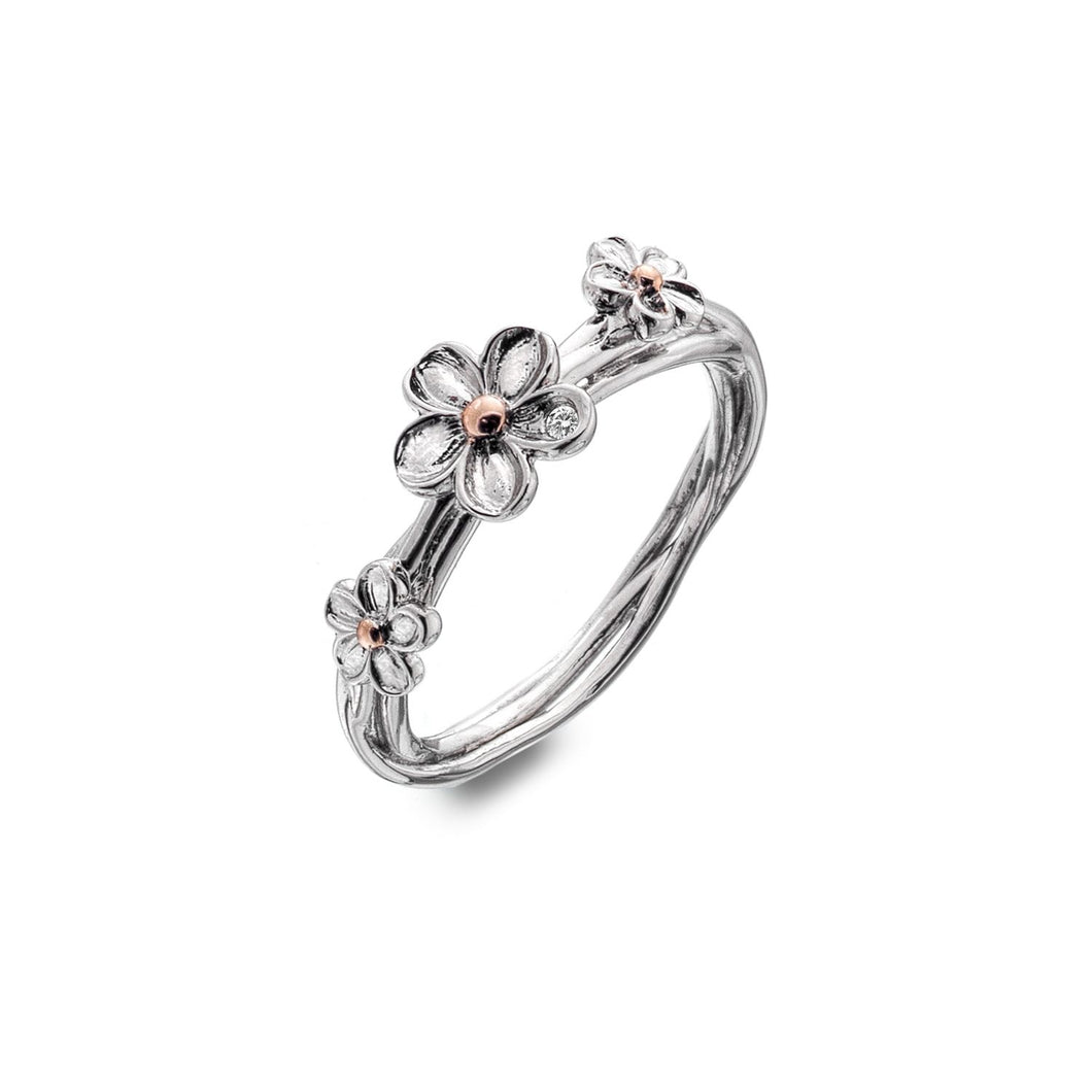 Silver Hot Diamonds Flower Ring
