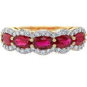5Stone Ruby and Diamond Cluster Ring
