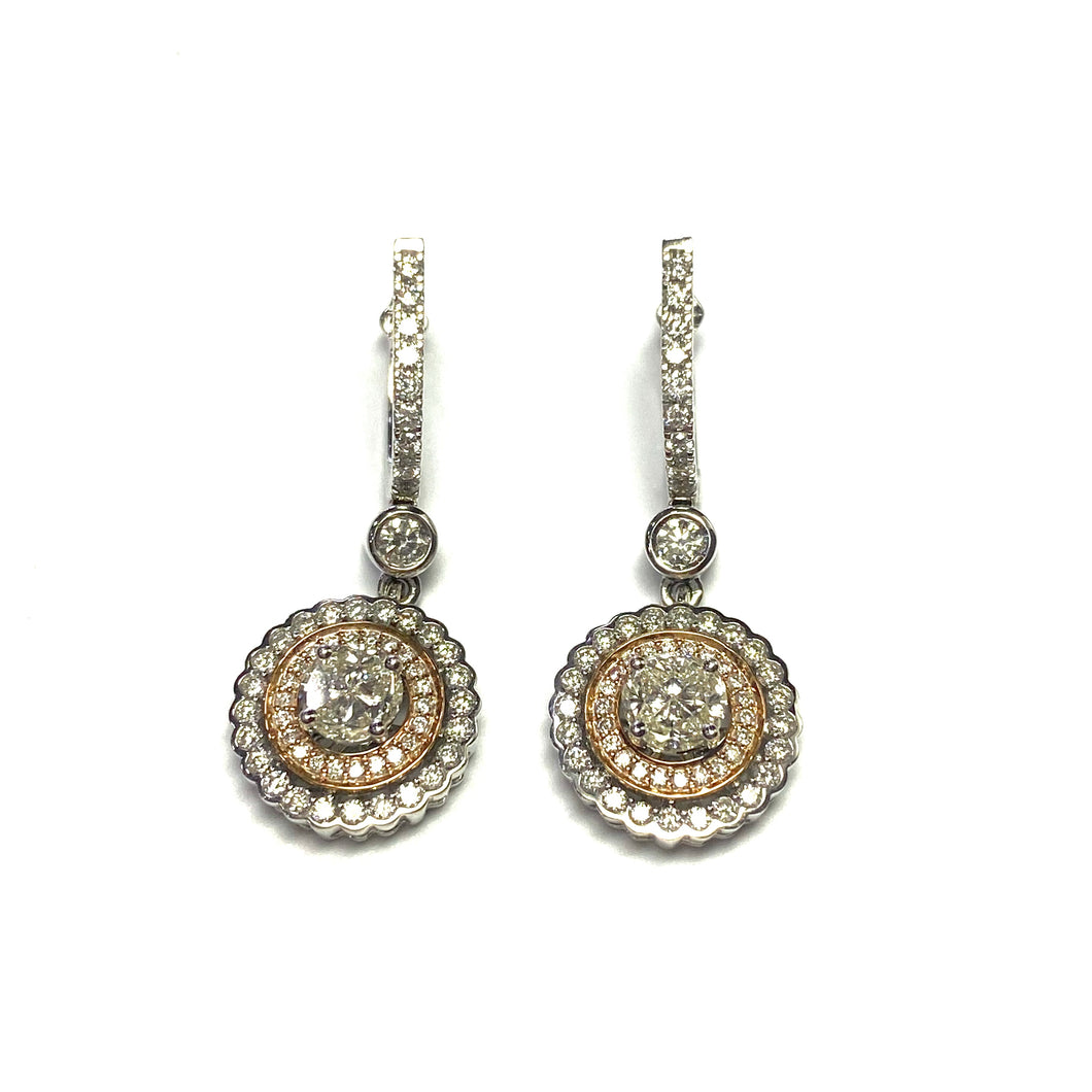 18ct white and rose gold Diamond drop Earrings