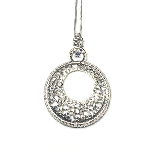 18ct White Gold Diamond and Sapphire large Pendant