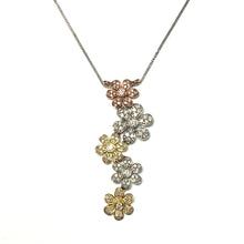 Load image into Gallery viewer, 18ct Three Gold Diamond Flower Pendant
