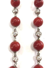Load image into Gallery viewer, 1960s Natural Coral and Diamond Drop Earrings
