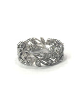 Load image into Gallery viewer, Edwardian Style Diamond Set Floral Design Band Ring 18 Carat White Gold

