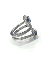 Load image into Gallery viewer, Diamond and Sapphire Crossover Cocktail Ring 18 Carat White Gold
